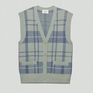 ARITZIA WILFRED Hattie Sweater Vest Plaid Academia XS Academic Cashmere Wool